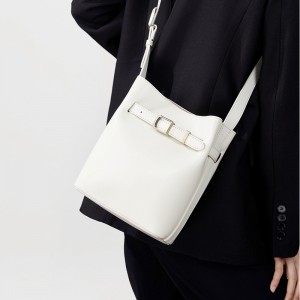 Vintage leather women's shoulder bag, luxury bucket bag, vintage top-grain cowhide crossbody bag