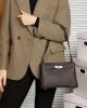 Genuine leather women's bag, top-grain cowhide lock buckle, fashionable, simple, commuter, underarm Small square crossbody bag, Kelly bag