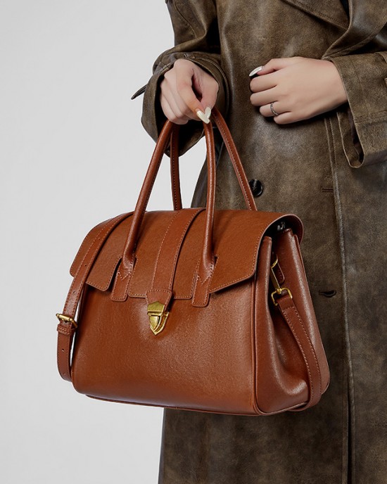 Vintage genuine leather handbag tote bags, new cross-border vegetable-tanned cowhide large-capacity briefcases, large travel bags for women Vintage genuine leather handbag tote bags, new cross-border vegetable-tanned cowhide large-capacity briefcases, large travel bags for women