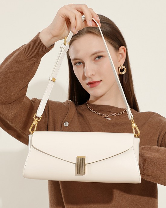 High-end niche genuine leather bags for women, 2025 new trendy, versatile shoulder and crossbody bags for commuting, trendy underarm bags