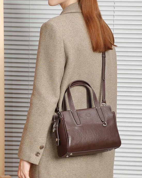 Cowhide Women's Spring/Summer New Retro Commuter Single Shoulder Crossbody Bags, Vegetable Basket Bags, Genuine Leather Handbags