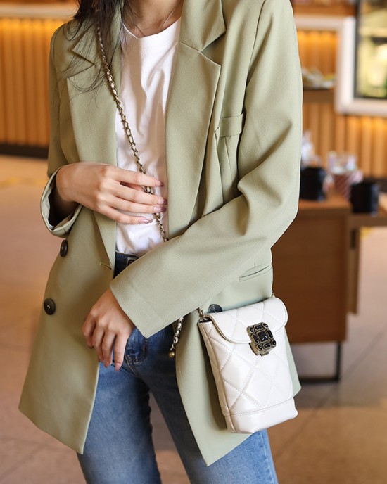 Fashionable genuine leather chain phone bag, Chanel 2025 new diamond-cut gemstone small gold ball shoulder and crossbody calfskin bag