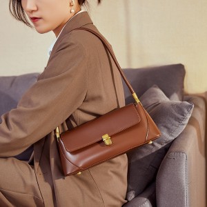 Special leather chain underarm bag for women, 2025 new spring and summer cowhide French-style luxury niche shoulder and crossbody bag.