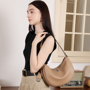 Spring fashionable cowhide bag for women, luxury underarm commuter bag, 2025 new style everyday shoulder crossbody baguette bag for women