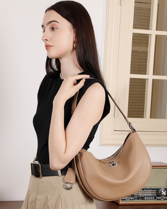 Spring fashionable cowhide bag for women, luxury underarm commuter bag, 2025 new style everyday shoulder crossbody baguette bag for women Spring fashionable cowhide bag for women, luxury underarm commuter bag, 2025 new style everyday shoulder crossbody baguette bag for women