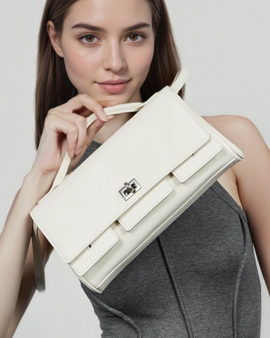 Korean niche solid color shoulder bag for women, 2025 new style, fashionable and stylish crossbody bag, simple design handbag