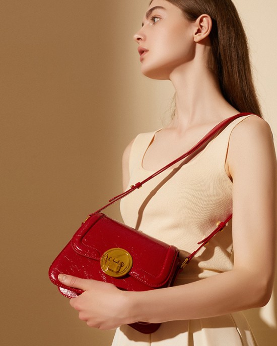 Retro solid color women's bowling handbag, spring/summer new cross-border versatile commuter underarm shoulder bag Retro solid color women's bowling handbag, spring/summer new cross-border versatile commuter underarm shoulder bag