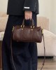 Retro Genuine Leather Maillard Handbag, Cross-border Women's Bag, Light Luxury, Stylish Boston Bag, Vegetable Tanned Cowhide Crossbody Bag