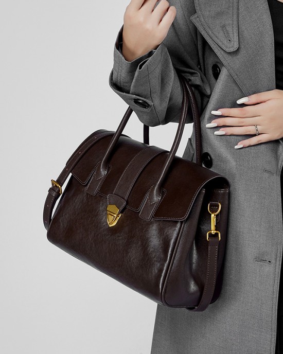 Vintage genuine leather handbag tote bags, new cross-border vegetable-tanned cowhide large-capacity briefcases, large travel bags for women Vintage genuine leather handbag tote bags, new cross-border vegetable-tanned cowhide large-capacity briefcases, large travel bags for women