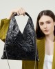 French loose-fitting triangle pleated tote bag, lightweight, large-capacity women's bag, top-grain cowhide shoulder and underarm bag
