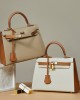 Factory wholesale palm print genuine leather second-generation Kelly contrast color bag, high-quality women's crossbody bag, versatile Instagram handbag