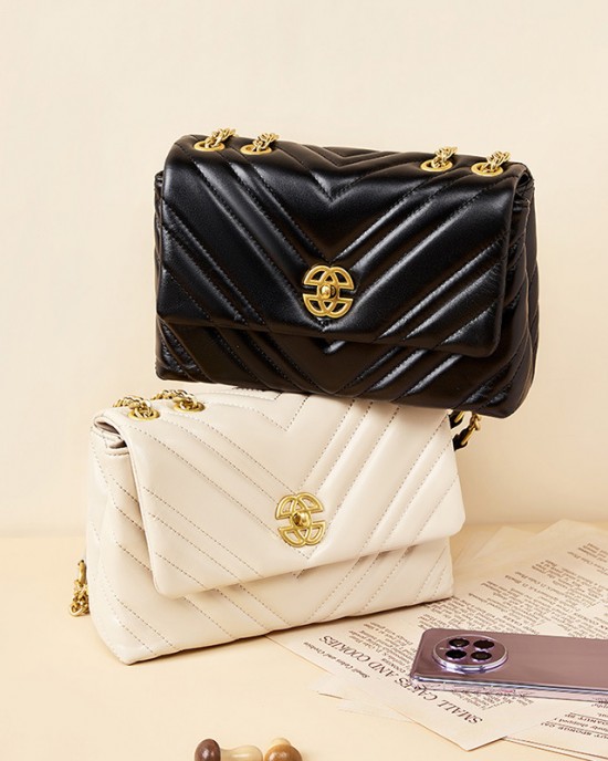 Premium diamond-patterned chain small square bag, 2025 new women's cowhide underarm bag, genuine leather shoulder bag Premium diamond-patterned chain small square bag, 2025 new women's cowhide underarm bag, genuine leather shoulder bag