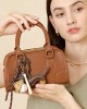 2025 new genuine leather Boston bag, versatile commuter bowling bag, niche crossbody bag