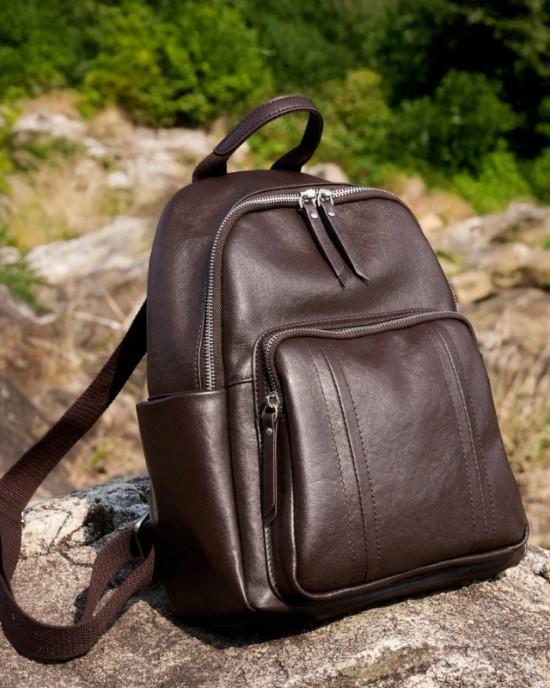 Top-grain vegetable-tanned cowhide European and American fashion backpack, large capacity, soft leather, multi-purpose women's backpack