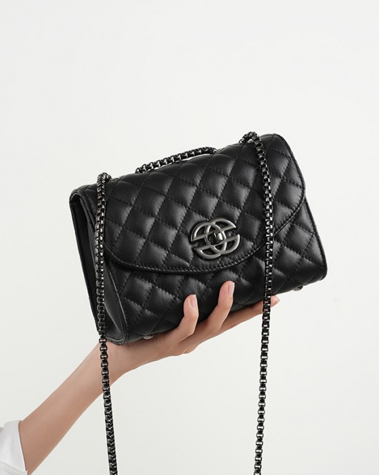 2025 new top-grain cowhide bags, women's chain bags, luxury light luxury spring and summer genuine leather