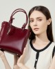 New autumn top-grain cowhide cracked shoulder-shoulder genuine leather crossbody tote bucket bag, niche waxed leather women's bag.