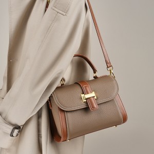 Top-grain cowhide bag, high-quality fashionable handbag, crossbody bag, niche light luxury shoulder bag, versatile genuine leather for women