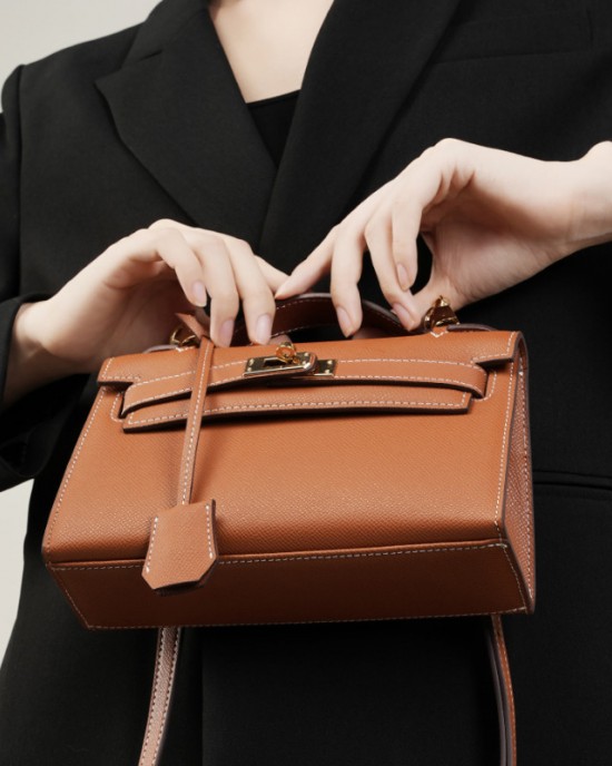 Spring and summer genuine leather Kelly bags, palm print mini, genuine leather chain bags, mini shoulder bags.
